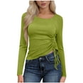 thumbnail image 2 of Roncen Chemises à Manches Longues pour Femmes Col Rond Hauts Coupe Ample Extensible Décontracté Entraînement Basique T-Shirts de Printemps 2026, 2 of 6