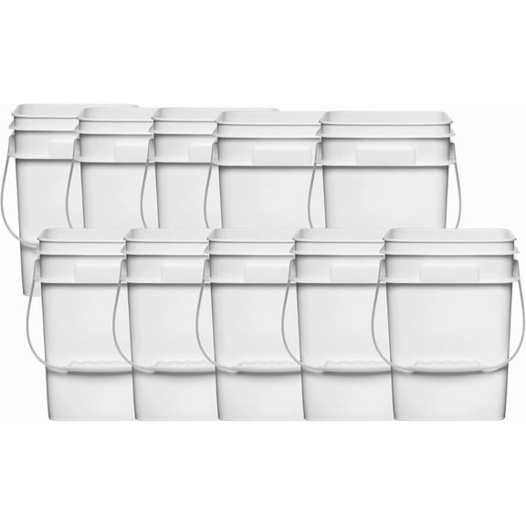 4 Gallon Square White Buckets - Pack of 20 food grade containers. NO LIDS
