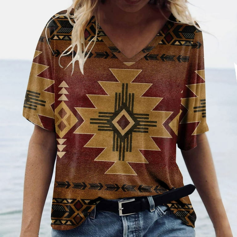 Women's Tee Shirt Style Top - East Indian Inspired / Black Brown