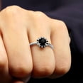 thumbnail image 3 of Created Black Diamond Ring with Diamond Halo (6 mm) - AAAA Quality, 14K White Gold, US 11.50, 3 of 7
