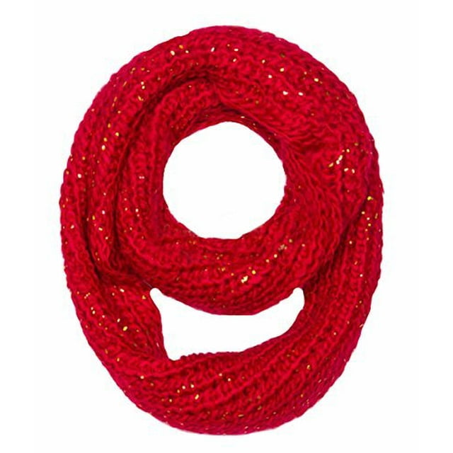 Peach Couture Winter Warm Thick Chunky Knit Cozy Infinity Loop Cowl Scarves (Red Gold Flake)