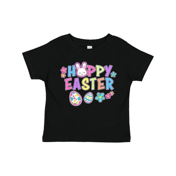 Inktastic Happy Easter with Bunny Face and Easter Eggs Girls Toddler T-Shirt
