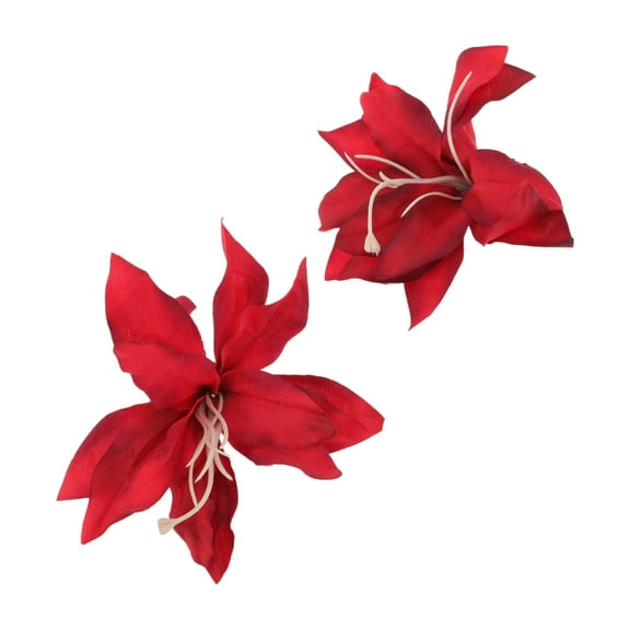 Unique Bargains 2 Pcs Hair Clip Grace Artificial Flower Duckbill Clip Red