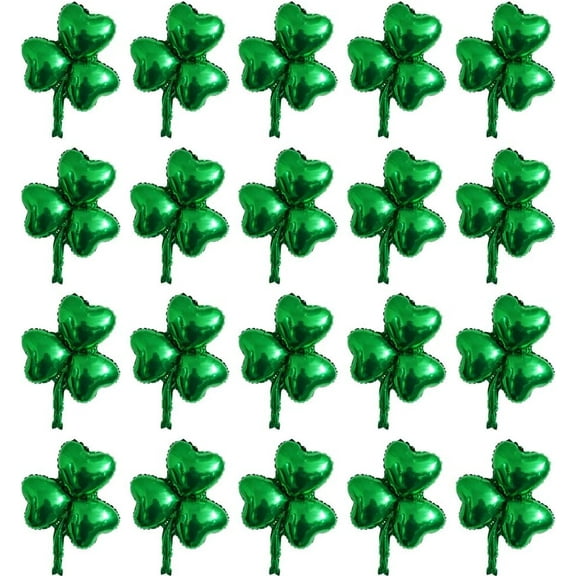 20PCS St. Patrick's Day Shamrock Foil Balloons for Festival Decorations