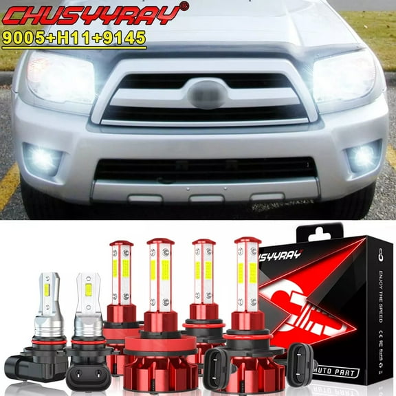 For Toyota 4Runner 2006-2009 LED Front Headlight High Low Beam Fog Light Bulbs Kit 6000K White 6 Pack