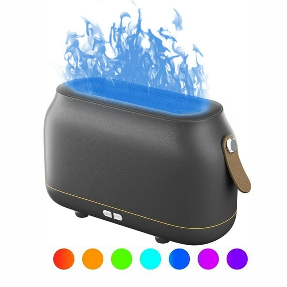 AOLIGEI Essential Oil Flame Diffuser 7 Color Flame Changing Humidifier for Bedroom Office Yoga 260 sq ft Black