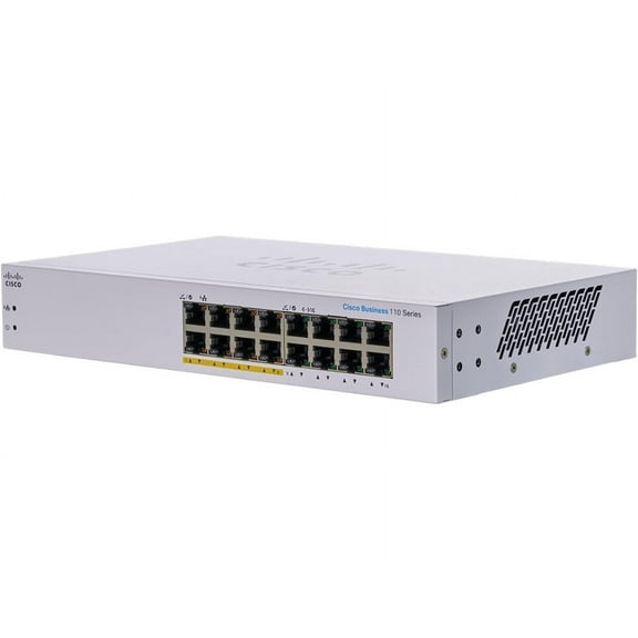 Cisco Business 110 Series 110-16PP - Switch - unmanaged - 8 x 10/100/1000 (PoE)   8 x 10/100/1000 - desktop, rack-mountable, wall-mountable - PoE (64 W)