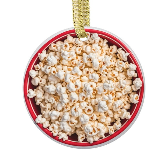 Popcorn Food Lovers Foodie Novelty Holiday Christmas Ornament Xmas Tree Gift (Flat Design Printed on Ceramic, NOT 3D)