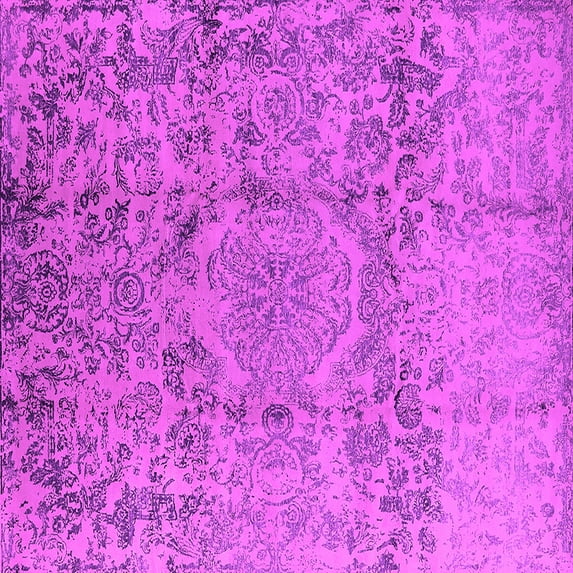 Ahgly Company Indoor Square Oriental Pink Industrial Area Rugs, 5' Square