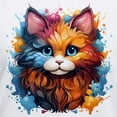 thumbnail image 3 of CafePress - Cute Cat Watercolor T Shirt - Womens Cotton V-Neck T-shirt, 3 of 4