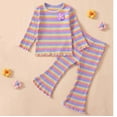 thumbnail image 5 of Cethrio Baby Girls Tops and Pants Set, 2 Piece Stripe Casual 2024 Outfit Sets Purple Size 12-18 Months, 5 of 5