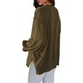 thumbnail image 4 of Sweats pour Femmes Col Rond Chute Légère Couleur Unie 2023 Mode Chaud Coupe Oversize Pulls, 4 of 4