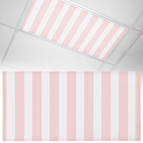 1 Pack Pink and White Striped Fluorescent Light Covers for Ceiling Lights Gradient Geometric Magnetic Ceiling Light Covers Overhead Light Filters for Office Classroom Home