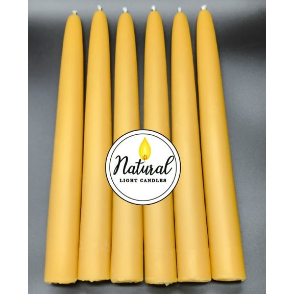 6 Beeswax Candles 100% pure Michigan Beeswax taper Candles,  7/8" base tapers 8" long Dripless. NO Zinc/Chemicals