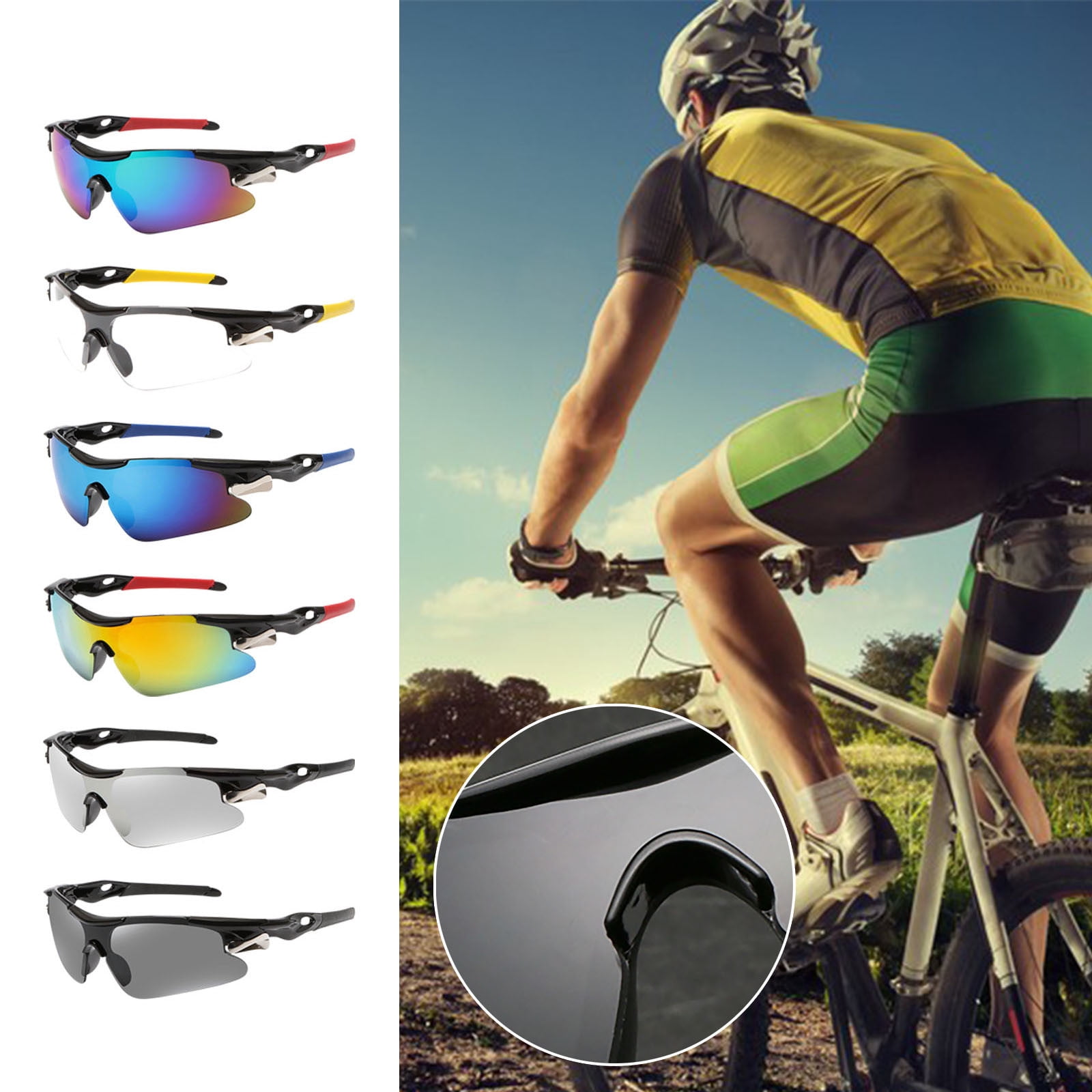 SM SunniMix Lunettes De Cyclisme – Monture Complète, Branches Mousse, Ultra-Légères – Pour Running, Rando, Ski