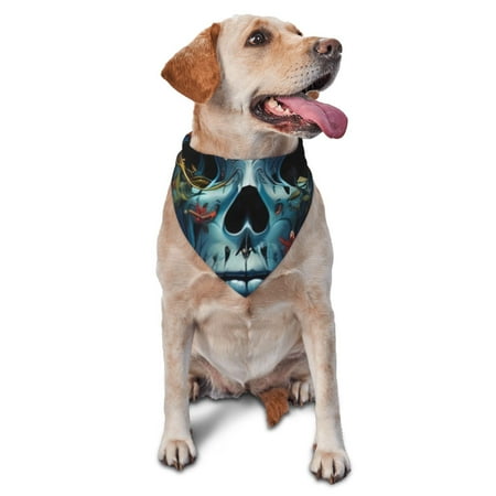 Naloa Butterfly Flower Skull A Dog Bandanas 1PC Washable Triangle Dog Scarfs Premium Durable Fabric for Small Medium Large Dogs and Cats