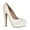 White, variant on Women Block Heels Satin Evening Pumps Round Toe Thick Platform Shoes for Events Weddings Size 9 White