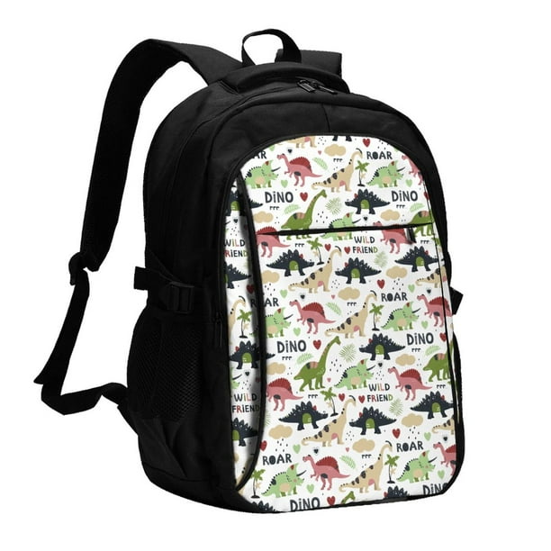 Balery Dinosaur Mochila con carga USB para hombre y mujer - Mochila impermeable y antirrobo para laptop con puerto USB para viajes, trabajo