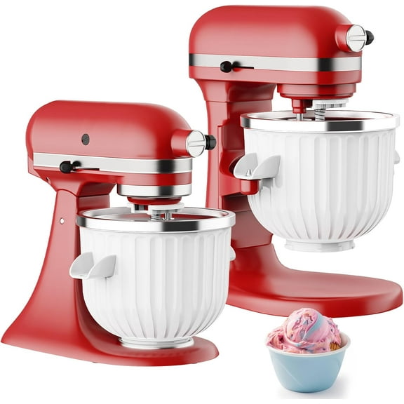 Ice Cream Maker Attachment for Kitchenaid Stand Mixers, Ice Cream Maker Machine Compatible with 4.5QT and Larger KitchenAid Mixers, 2-Quart Capacity, Sorbet and Gelato Maker Accessory