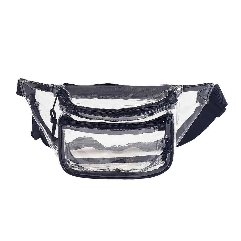 K-cliffs Clear Anti-Theft 3-Zipper PVC Fanny Pack with Black Trim for ...
