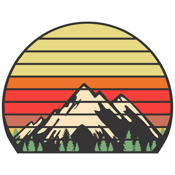 Retro Mountains Vinyl Sticker, 5 Inch, Indoor/Outdoor