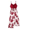thumbnail image 2 of HAOTAGS Big Girls' Summer Sleeveless Jumpsuits Loose Printed Romper Long Pants With Belt Wine Size 11-12 Years, 2 of 8