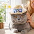 thumbnail image 4 of Pet Woven Straw Hat, Sun Protection Cap for Cat Dog Outdoor Sunscreen Dress Up, 4 of 5
