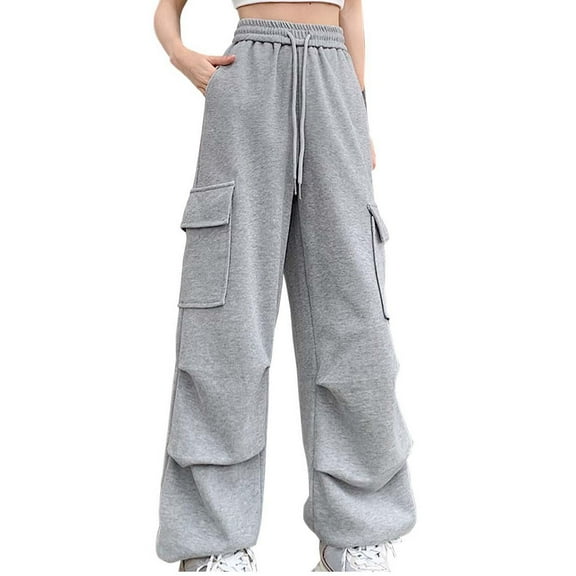 Akafmk Womens Cargo Pants,Hiking Pants for Outdoor,High Waist Drawstring Straight-Leg Pants Solid Color Long Trousers Outdoor Lightweight Stretch Casual Travel Work Trousers with Pockets