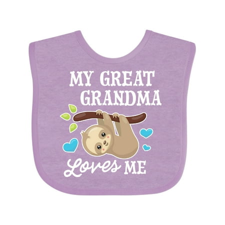 

Inktastic My Great Grandma Loves Me with Sloth and Hearts Gift Baby Boy or Baby Girl Bib