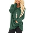 thumbnail image 1 of Femmes Noeud à Manches Longues Automne Col Rond Top Fille Base Tee-Shirt Col Rond Chemise, 1 of 7