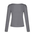 thumbnail image 4 of Jalioing Long Sleeve Tops for Women Solid Color Slim V-Neck Stretch Soft Lounge Fall Winter Undershirt (X-Large, Gray), 4 of 4