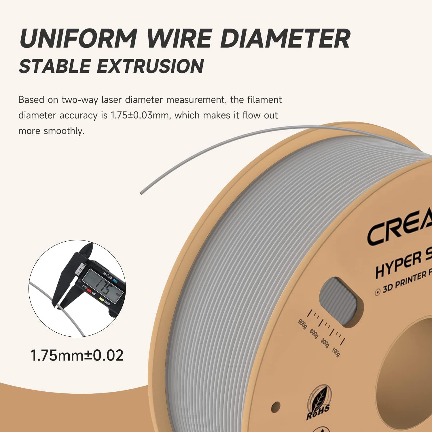 Creality Hyper PLA 3D Printer Filament 600mm/s High-Speed +/-0.03mm Accuracy For Creality K1 Max Ender-5 S1 Anycubic Prusa Bambu Grey 12 Unit per pack