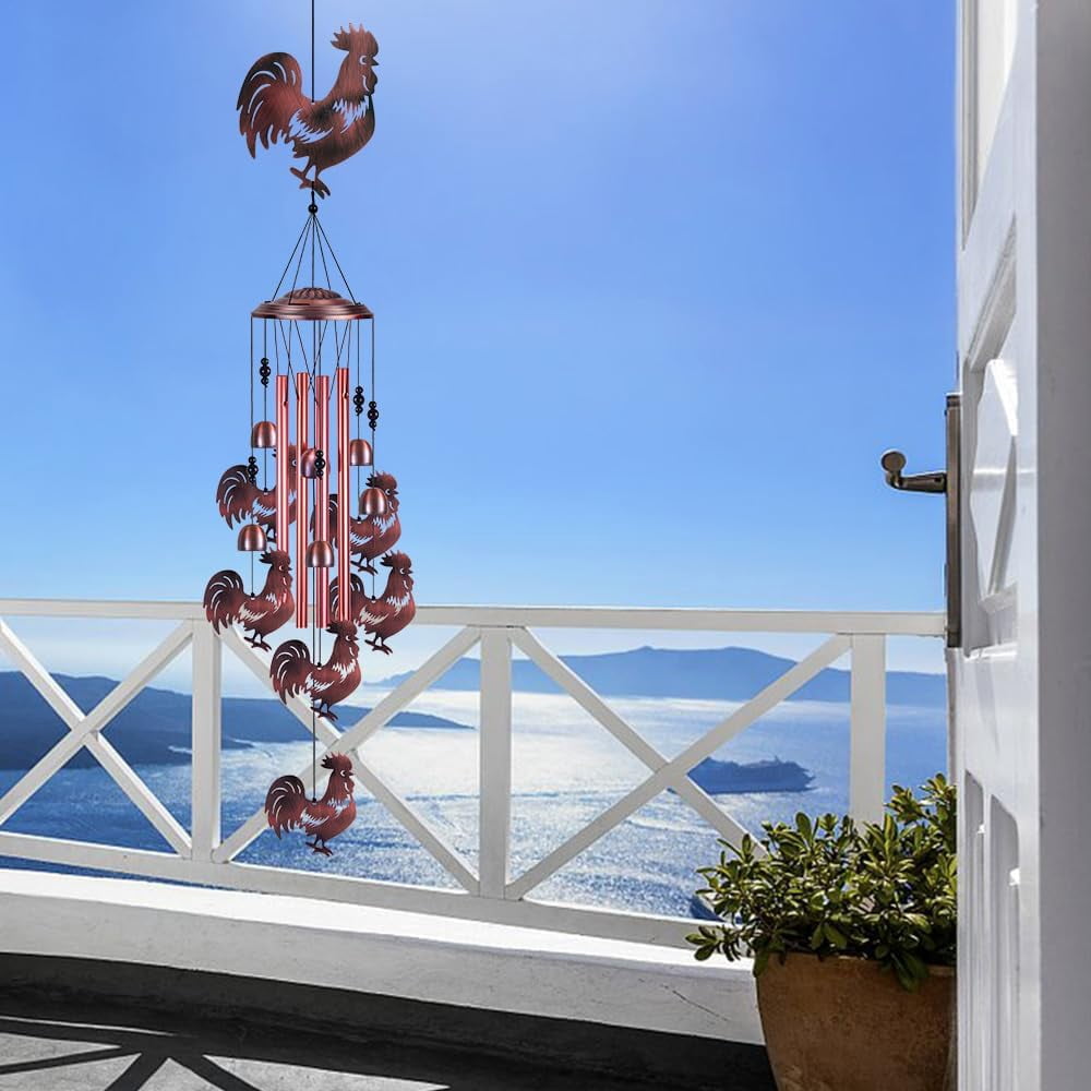 OAE Chicken Wind Chimes for Garden,Home,Balcony,Yard, Outdoor Decoration,Cock Wind Bells, Memorial Wind Chime, Chicks Wind Catcher, Blessing WindChimes Gifts for Mom, Grandma, Family, Women, Friends