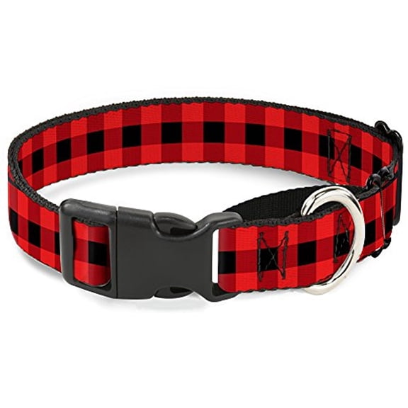 Buckle-Down Buffalo Plaid Black Red Martingale Dog Collar