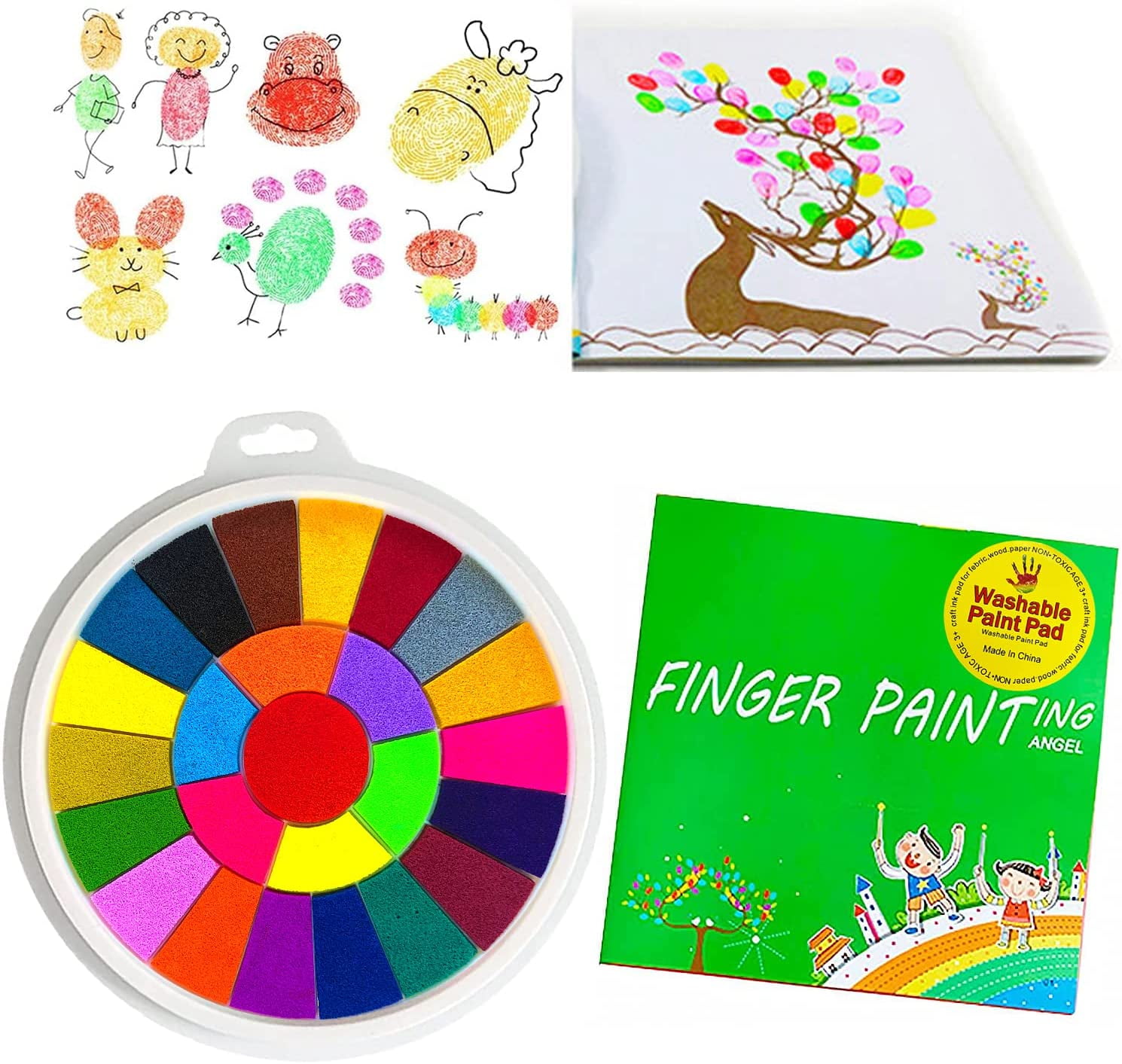 SDJMa Funny Finger Painting Kit And Book,12 Color Washable, 60% OFF