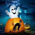 thumbnail image 3 of 5FT Halloween Inflatables Outdoor Decorations Ghost with Pumpkin, Outdoor Blow Up Yard Decor with LED Lights for Garden, Lawn, Party, Holiday, 3 of 9