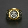 thumbnail image 2 of K-KED Vintage Freemason Symbol AG Wedding Ring Stainless Steel Biker Ring Size 6-16-16, 2 of 6