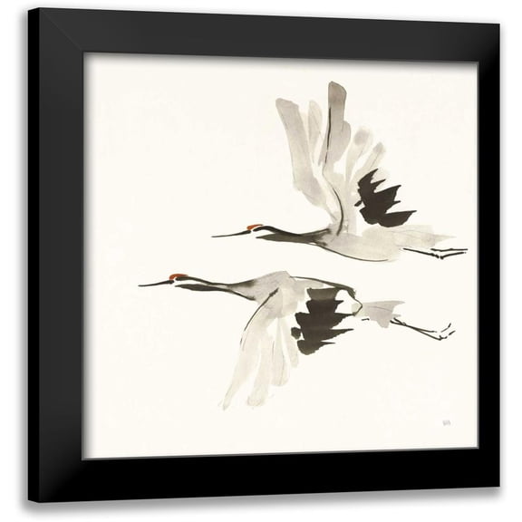 Paschke, Chris 12x12 Black Modern Framed Museum Art Print Titled - Zen Cranes I Warm