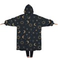 thumbnail image 2 of Oversized Wearable Blanket Hoodie,Dark Blue Sun Moon Cross Pattern Sherpa Blanket Hoodie with Super Pockets,Super Warm Fuzzy Pullover for Women & Men, 2 of 6