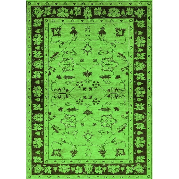 Ahgly Company Indoor Rectangle Oriental Green Industrial Area Rugs, 4' x 6'