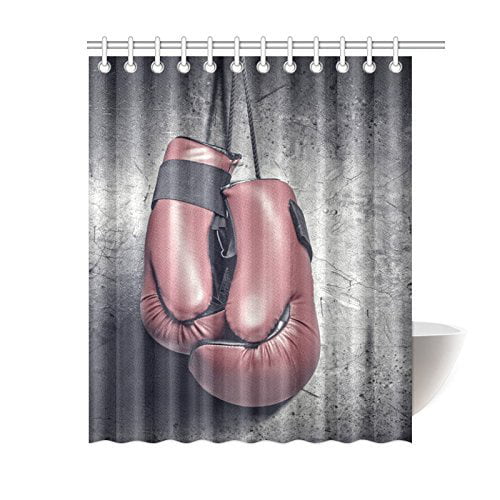 The Boxing Glove Theme Waterproof Fabric Home Decor Shower Curtain Bathroom Mat 