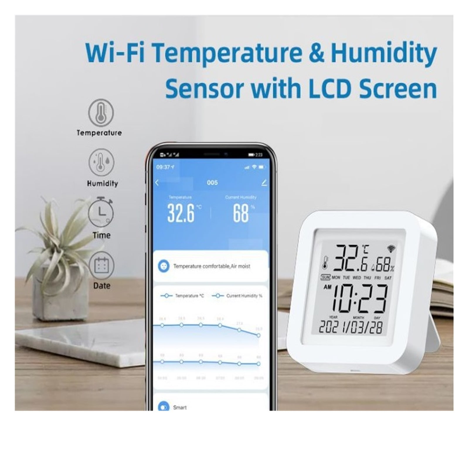 Temperature & Humidity Sensor LCD Screen Infrared Sensing Backlight Smart Remote Control ,Fast Response