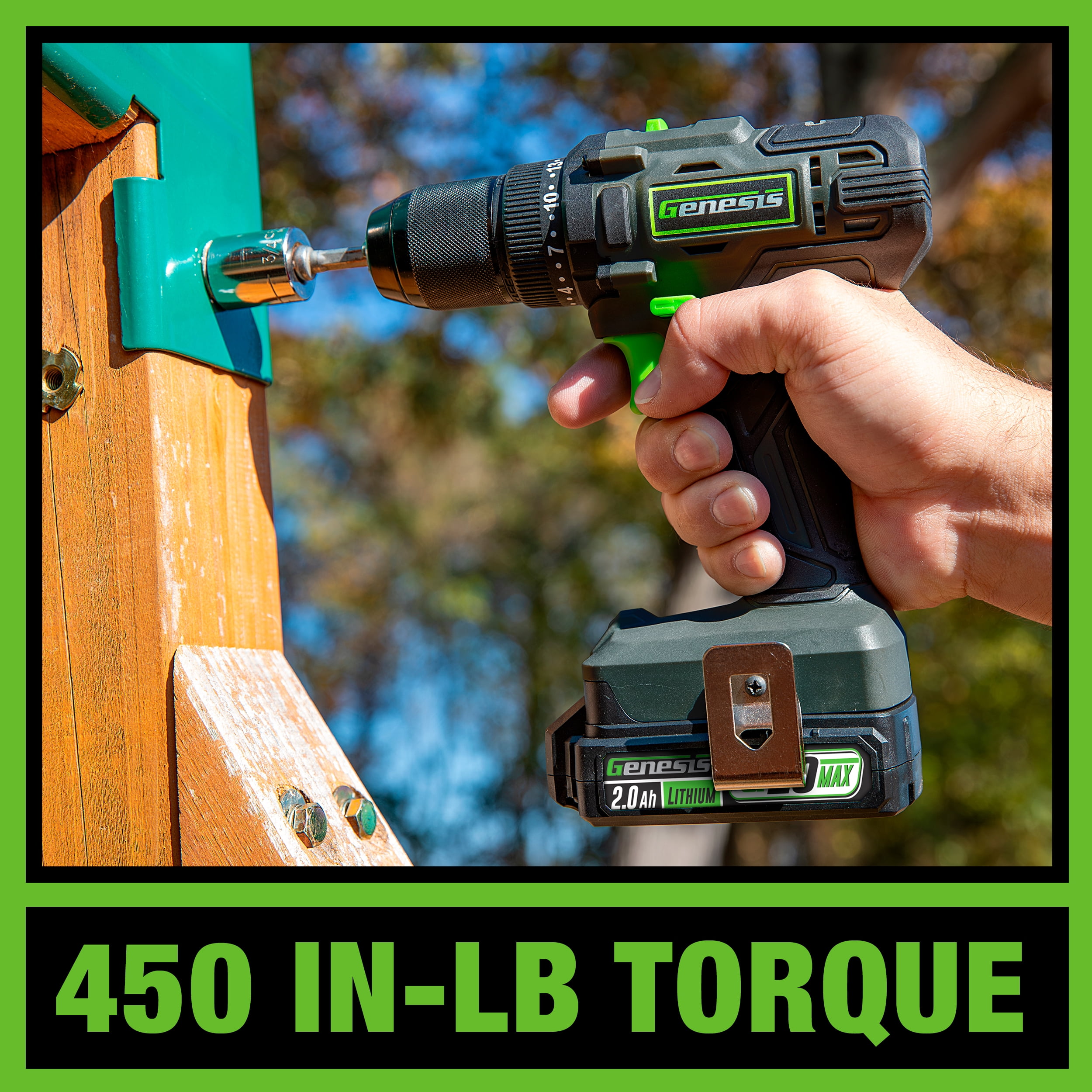 Genesis G20MAX 20V Cordless 2-Speed Drill Driver/Impact Driver Combo Kit with 2 batteries, Quick Charger, 1600 in-lbs driver torque, 450 in-lbs drill torque GL20DIDKB2