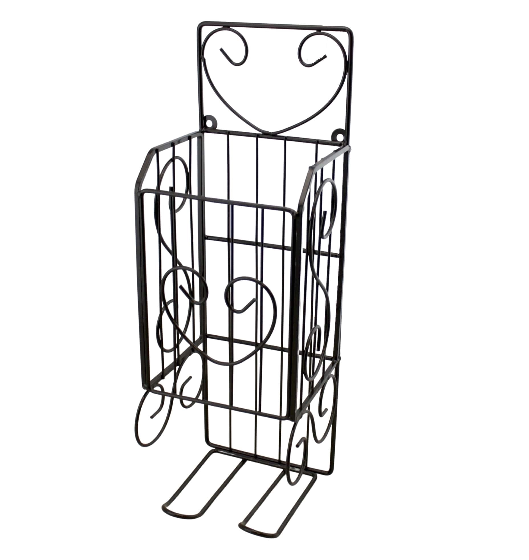 Dependable Industries Spare Toilet Paper Holder Wall Hanging Or Self Standing Storage Unit Rack Brown Metal Steel Bathroom Décor Holds Extra Rolls