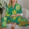 thumbnail image 6 of Honeii Pineapples1 print Women's Pajama Sets Long Sleeve Button Down Sleepwear Nightwear Soft Pjs Lounge Sets-Small, 6 of 7