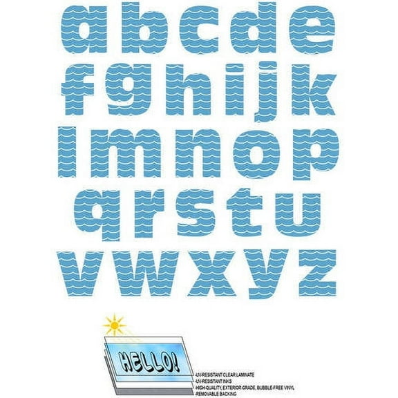 Alphabet Letters Lowercase Waves Ocean Sea Nautical Automotive Car Window Locker Bumper Stickers