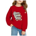 thumbnail image 2 of Wuxian Toddler Baby Boy Girl Sweatshirts Crewneck Letter Printed Sweatshirt Solid Long Sleeve Pullover Tops Fall Winter Base Sport Top,Red,3-4 Years, 2 of 3