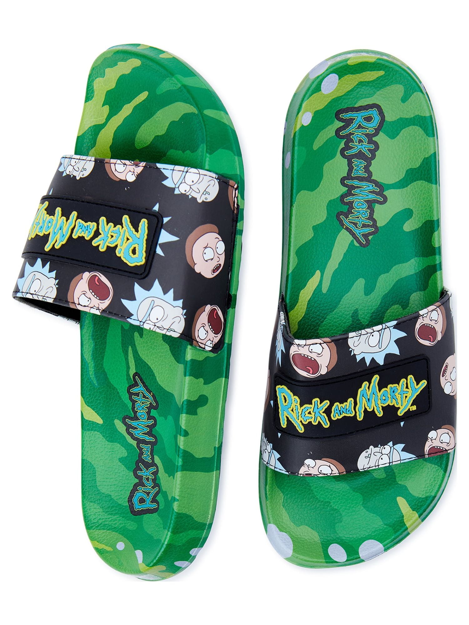 Rick and Morty Mens Soccer Slides Sandals, Sizes 7-13