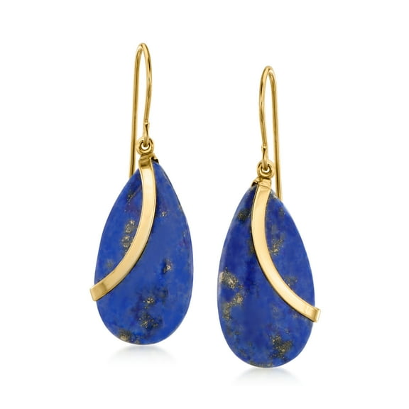 Ross-Simons Lapis and 14kt Yellow Gold Teardrop Earrings, Women's, Adult
