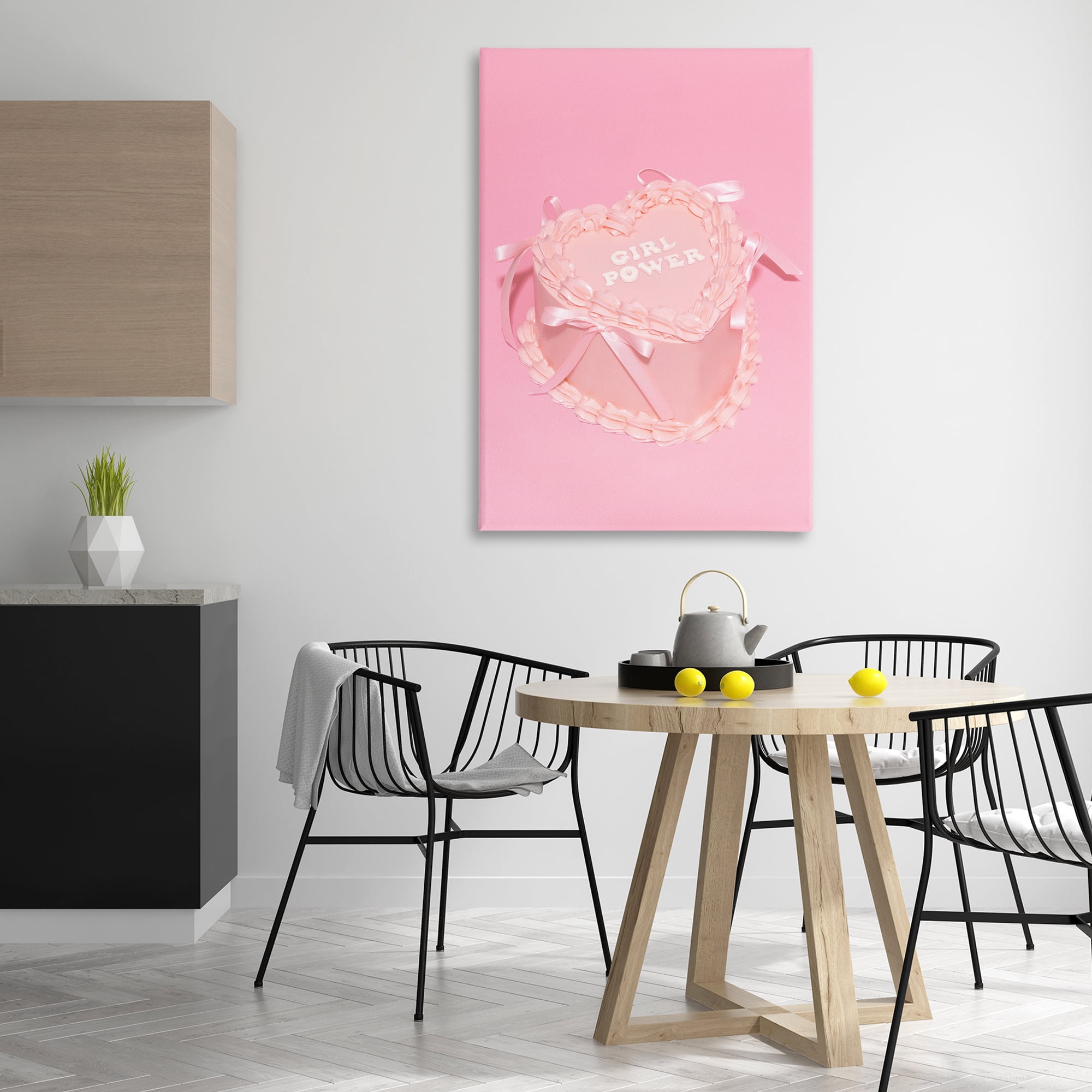 Stupell Industries Pink Girl Power Cake Food & Beverage Painting Gallery Wrapped Canvas Art Print Wall Art, 30 x 45
